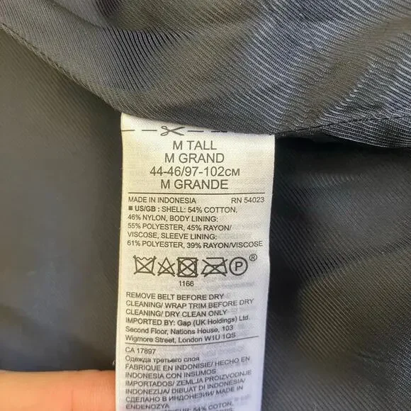 Banana Republic Mens Heritage Collection Navy Water Repellent Long Trench Coat - Picture 15 of 16